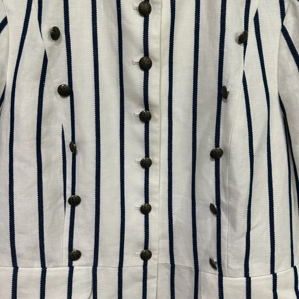Ralph Lauren Cream Blazer with Navy Vertical Stripes. Size 12. New with tags - Picture 3 of 11